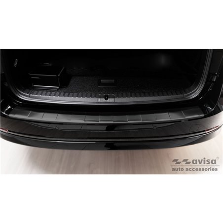 Protection de seuil arrière inox noir sur mesure pour Skoda Octavia IV Kombi 2020-2024 & FL 2024- (incl. RS, excl. Scout) 'Ribs'