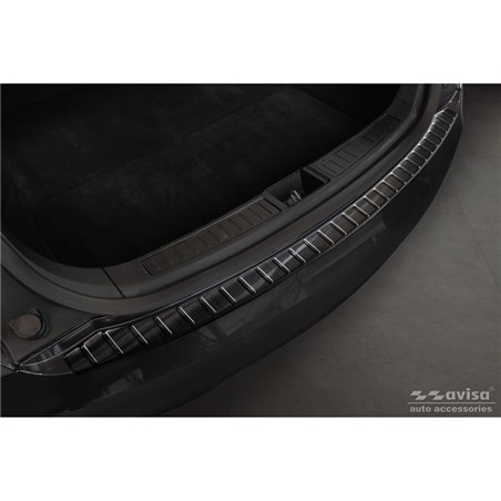 Protection de seuil arrière inox noir sur mesure pour Tesla Model S 2012- 'Ribs'