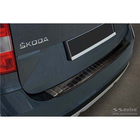 Protection de seuil arrière inox Noir sur mesure pour Skoda Yeti 4x4 Outdoor version/Adventure 2013-2015 & Facelift 2015-2017 'R