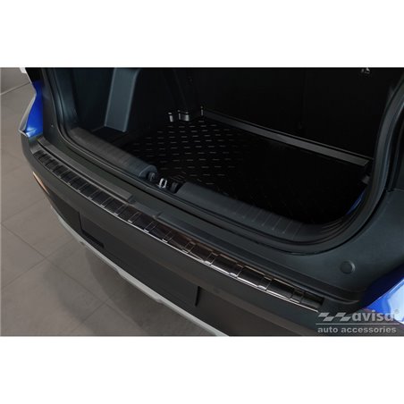 Protection de seuil arrière inox Noir sur mesure pour Hyundai Bayon 2021- 'Ribs'