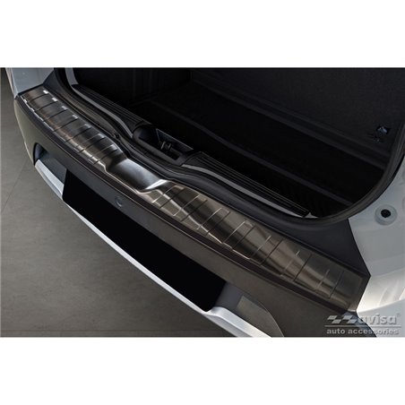 Protection de seuil arrière inox noir sur mesure pour Dacia Spring 2020- 'Ribs'