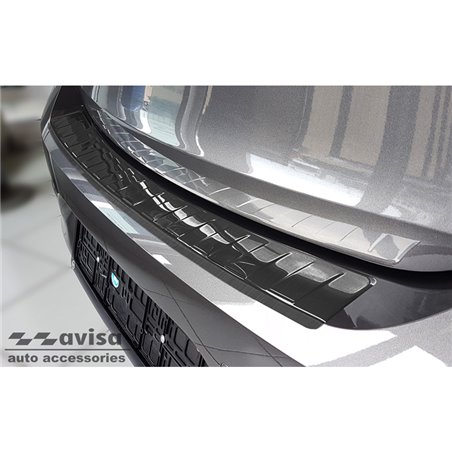 Protection de seuil arrière inox noir sur mesure pour Opel Corsa F Edition/Elegance HB 5-portes 2019- 'Ribs' (excl. Equipment Ul