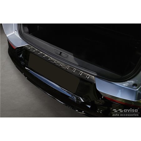 Protection de seuil arrière inox noir sur mesure pour Opel Grandland X Facelift 2021- 'Ribs'