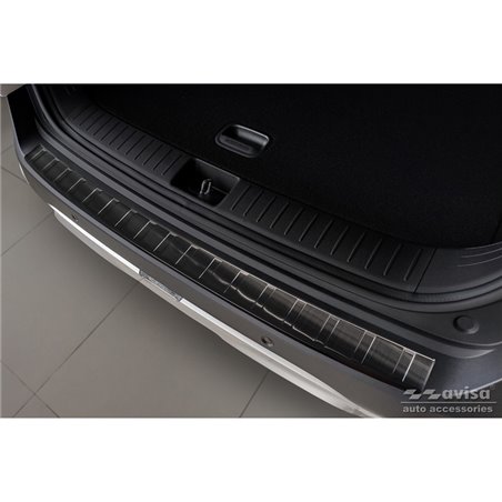 Protection de seuil arrière inox noir sur mesure pour Kia Sportage V 2021- 'Ribs'