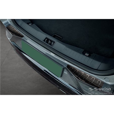 Protection de seuil arrière inox noir sur mesure pour Ford Mustang Mach-E 2020- 'Ribs' (2-pièces)