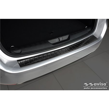 Protection de seuil arrière inox noir sur mesure pour Peugeot 308 II SW 2013-2017 & Facelift 2017-2021 'Ribs'