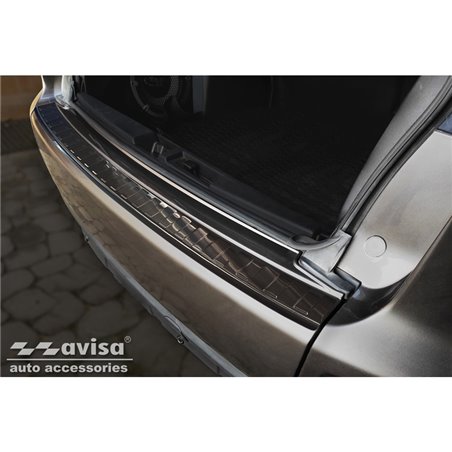 Protection de seuil arrière inox noir sur mesure pour Mitsubishi Outlander II / Citroën C-Crosser / Peugeot 4007 2006-2012 'Ribs