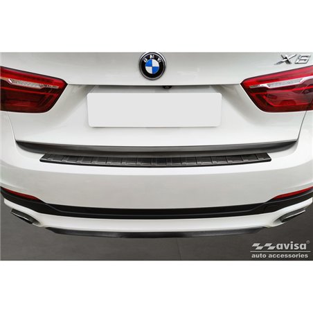 Protection de seuil arrière inox noir sur mesure pour BMW X6 F16 2014-2019 'Ribs'  excl. Paquet-M