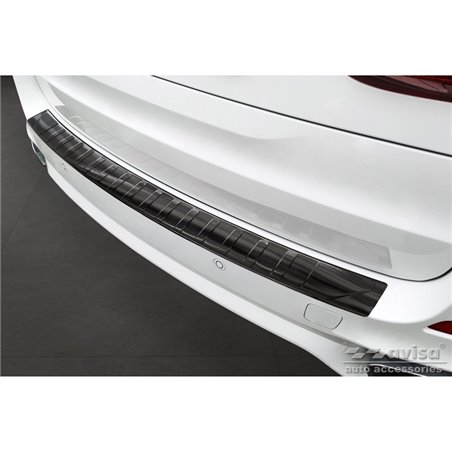 Protection de seuil arrière inox Noir sur mesure pour BMW X5 F15 2013-2018 avec Pacquet-M 'Ribs'