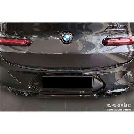 Protection de seuil arrière inox Noir sur mesure pour BMW X4 G02/F98 M Competition Facelift 2021- 'Ribs'