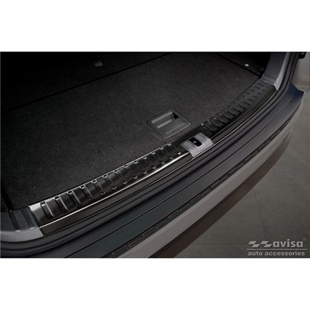 Protection de seuil arrière d'intérieur inox noir sur mesure pour Skoda Kodiaq 2017-2021 & Facelift 2021-2024 'Ribs'