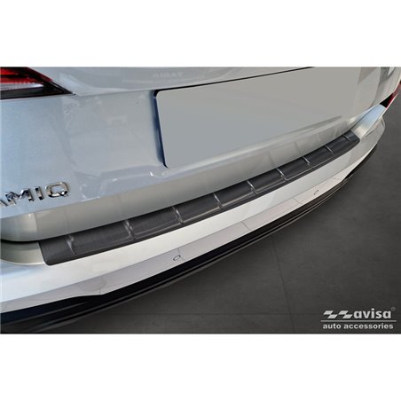 Protection de seuil arrière inox noir sur mesure pour Skoda Kamiq Facelift 2023- 'Ribs'