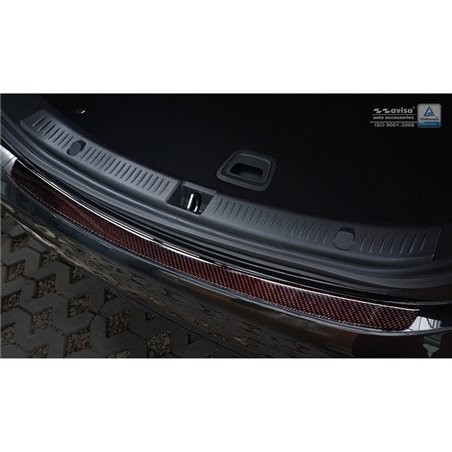 Protection de seuil arrière carboné sur mesure pour Mercedes Classe-E W213 Sedan 2016-2020 & FL 2020-2023 Carboné noir-rouge