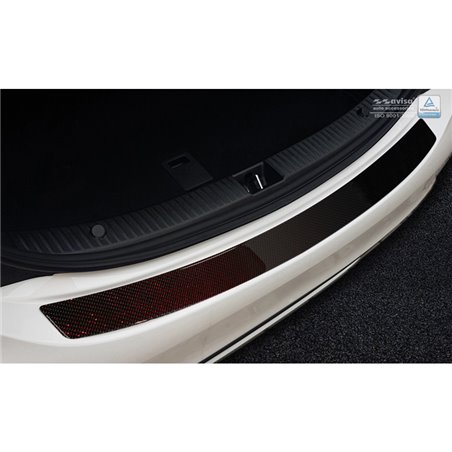 Protection de seuil arrière carboné sur mesure pour Mercedes CLS (C218) 2014-2018 Carboné noir-rouge