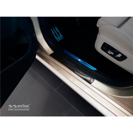 Seuils de portes carboné 3D noir sur mesure pour BMW X5 IV G05 Paquet M 2018- 2-pièces