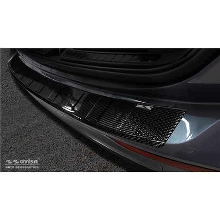 Protection de seuil arrière carboné 3D sur mesure pour Volvo V60 2018- 'Ribs' incl. Cross Country & R-Design