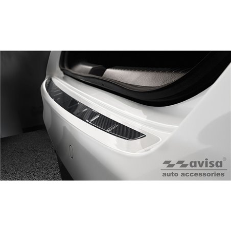 Protection de seuil arrière carboné 3D sur mesure pour Mercedes CLA II (C118) Sedan 2019- 'Ribs'