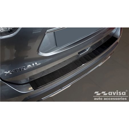 Protection de seuil arrière carboné 3D sur mesure pour Nissan X-Trail III (T32) Facelift 2017-2021 'Ribs'