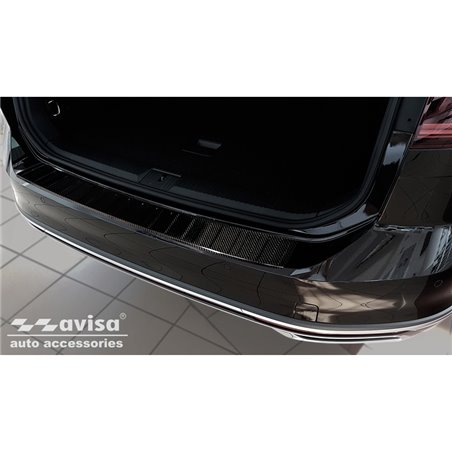 Protection de seuil arrière carboné 3D sur mesure pour Volkswagen Passat 3G Variant 2014-2023 'Ribs'