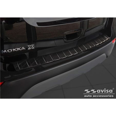 Protection de seuil arrière carboné 3D sur mesure pour Opel Mokka X Facelift 2016-2020 'Ribs'