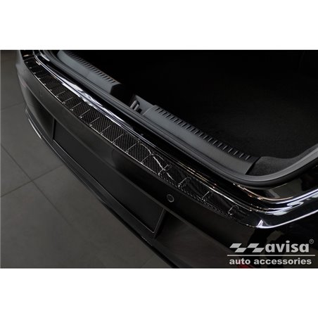 Protection de seuil arrière carboné 3D sur mesure pour Mercedes CLA II (X118) Shooting Brake 2019- 'Ribs'