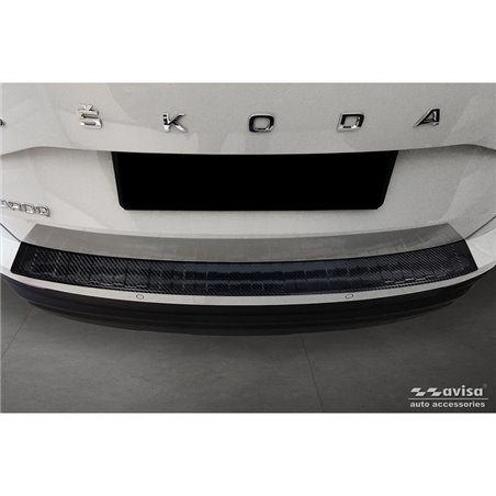 Protection de seuil arrière carboné 3D sur mesure pour Skoda Karoq Facelift 2022- incl. Sportline 'Ribs'