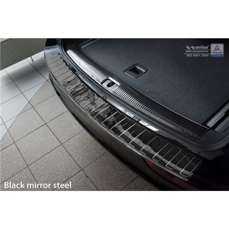 Protection de seuil arrière inox Noir-Chromé sur mesure pour Audi Q5 2008-2012 & 2012- 'Ribs'