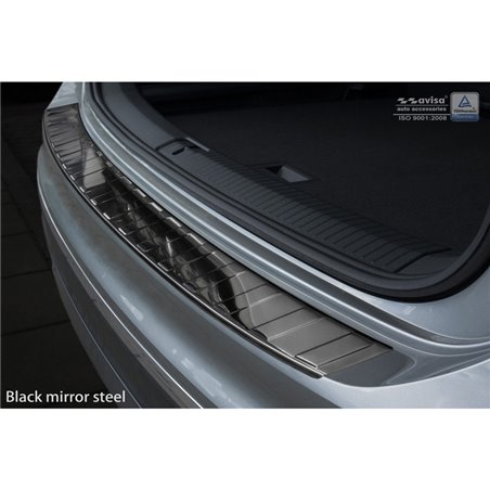 Protection de seuil arrière inox Noir-Chromé sur mesure pour Volkswagen Tiguan II incl. Allspace & R-Line 2016-2020 & FL 2020-20