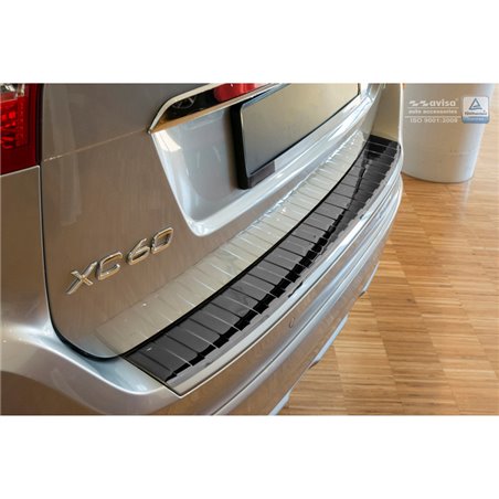 Protection de seuil arrière inox Noir-Chromé sur mesure pour Volvo XC60 2013-2016 'Ribs'