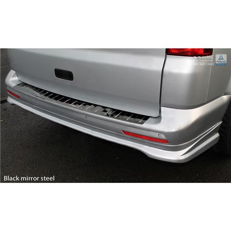 Protection de seuil arrière inox Noir-Chromé sur mesure pour VW Transporter T5 2003-2015 (tous) & T6 2015- / FL 2019- (portes ar