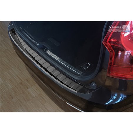 Protection de seuil arrière inox Noir-Chromé sur mesure pour Volvo V90 9/2016- 'Ribs'