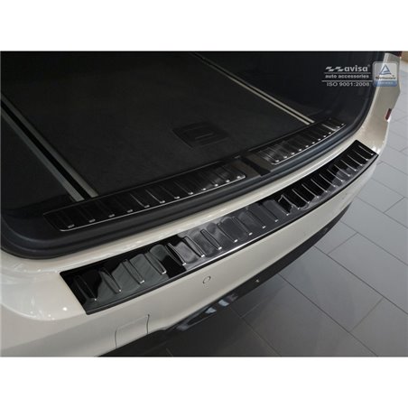 Protection de seuil arrière inox Noir-Chromé sur mesure pour BMW X3 F25 2014-2017 'Ribs'