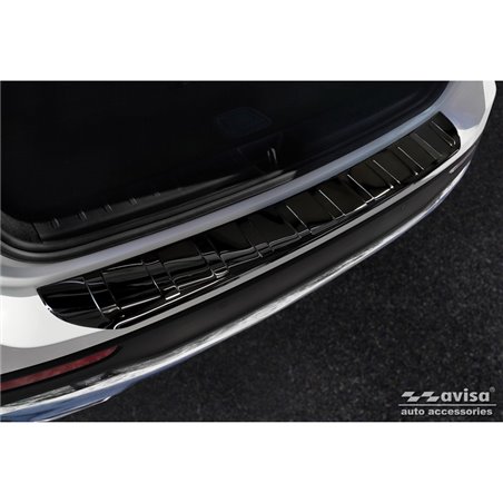 Protection de seuil arrière inox Noir-Chromé sur mesure pour Mercedes GLB (X247) incl. AMG 2019- 'Ribs'