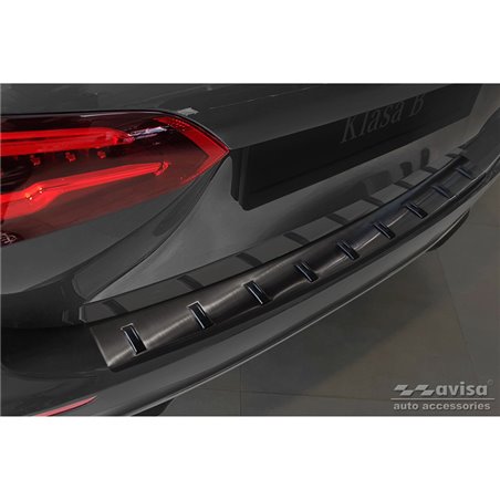 Protection de seuil arrière inox noir sur mesure pour Mercedes Classe-B (W247) 2019- (incl. AMG) 'STRONG EDITION'