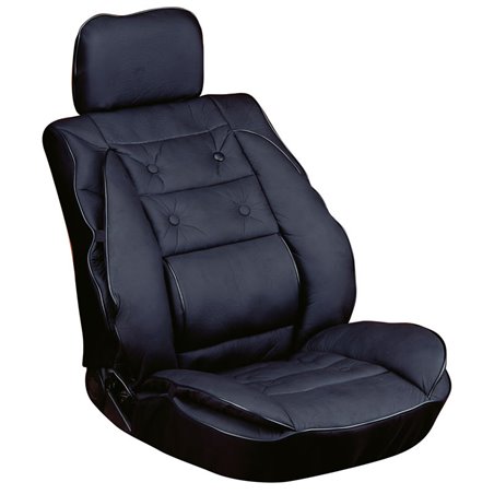 Carpoint Coussin de Siège avec Support Lombaire en Aspect Cuir - Noir