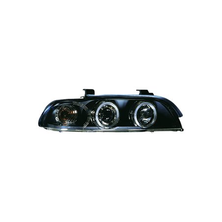 Set de Phares sur mesure pour BMW Série 5 E39 1996-2003 - Noir - incl. anneaux Angel-Eyes & Moteur de Réglage