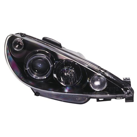 Set de Phares sur mesure pour Peugeot 206 2002- incl GTi 1999- - Noir - incl. anneaux Angel-Eyes