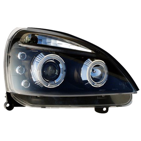 Set de Phares sur mesure pour Renault Clio II Facelift 2001-2005 - Noir - incl. anneaux Angel-Eyes