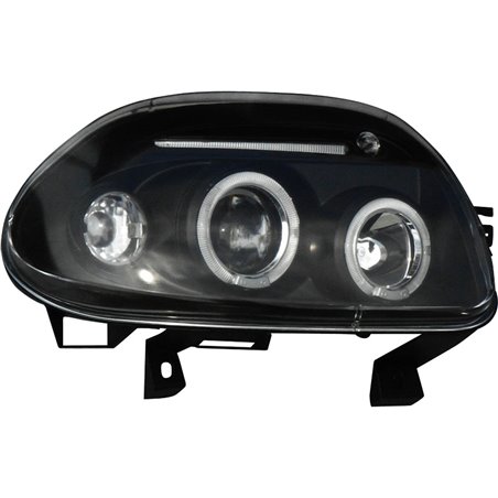 Set de Phares sur mesure pour Renault Clio II 1998-2001 - Noir - incl. anneaux Angel-Eyes