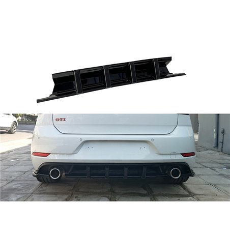 Jupe arrière (Diffuser) sur mesure pour Volkswagen Golf 7.5 GTI 2017-2020 (ABS Noir Luisant)