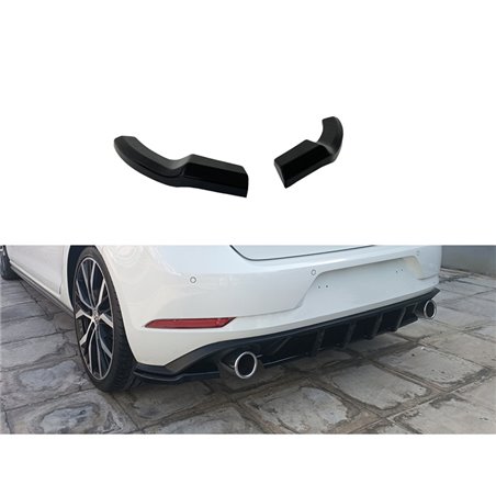 Jupes arrière (Coins) sur mesure pour Volkswagen Golf 7.5 GTI 2017-2020 (ABS Noir Luisant)