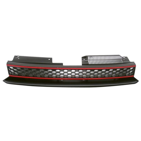 Grille sans logo sur mesure pour Volkswagen Golf VI GTi 2008-2012 - Noir/Rouge