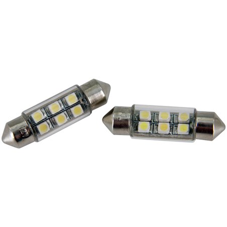 6Q LED/SMD Ampoules Festoon Blanc 37x10mm, set de 2 pièces