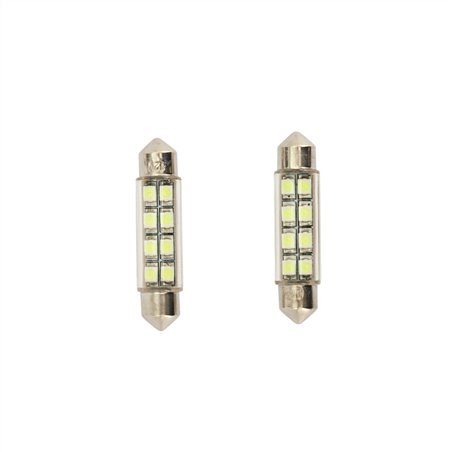 8Q LED/SMD Ampoules Festoon Blanc 42x10mm, set de 2 pièces