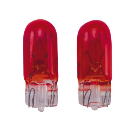 T-10 12V/5W Ampoules 12V Rouge (Coated), set de 2 pièces