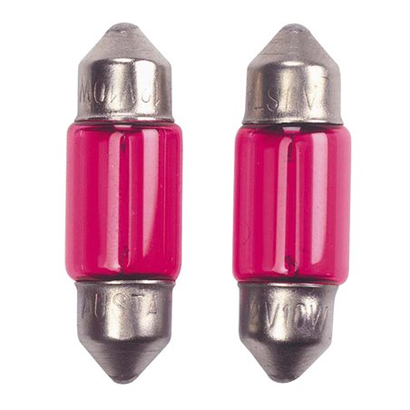 Festoon Ampoules 10W/12V 11x39mm Rouge (Coated), set de 2 pièces