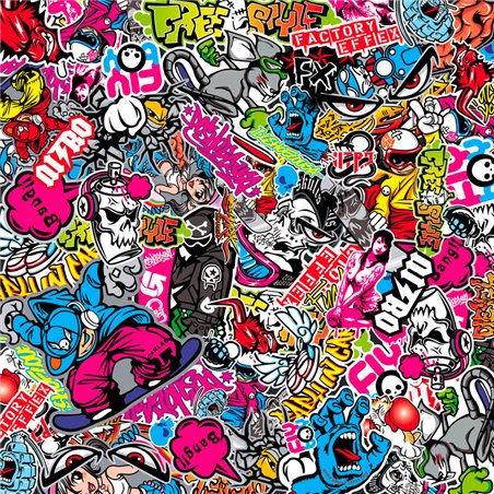 Stickerbomb Film - Graffiti design 1 - Role 60x200cm - auto-adhésif