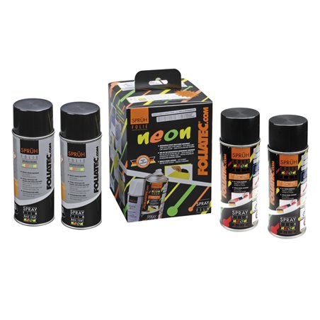 Foliatec Spray Film (à vaporiser) NEON 4-pièces Set - rouge 2x400ml + apprêt 2x400ml