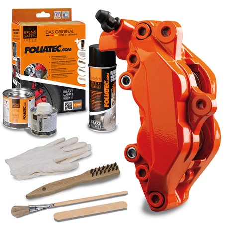 Foliatec Set peinture étriers de freins - flame orange - 3 Components