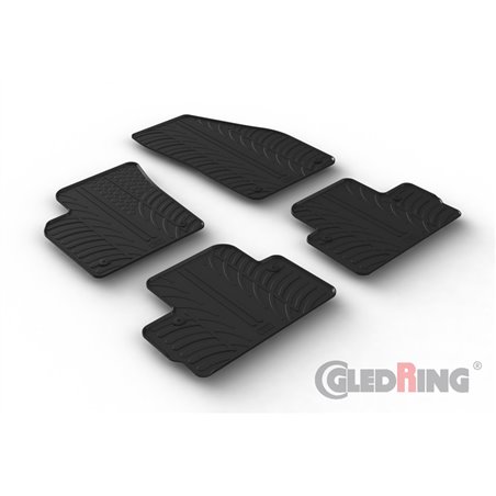 Set tapis de caoutchouc sur mesure pour Volvo C30 2006-2013 (T profil 4-pièces + clips de montage)